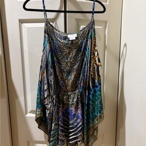 Camilla Teal Multi Spaghetti Strap Boho Camisole